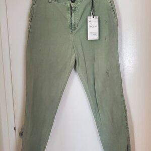Zara Woman's  NWT The Fisher Khaki Jeans 100% Cotton Mid Rise Size US 4